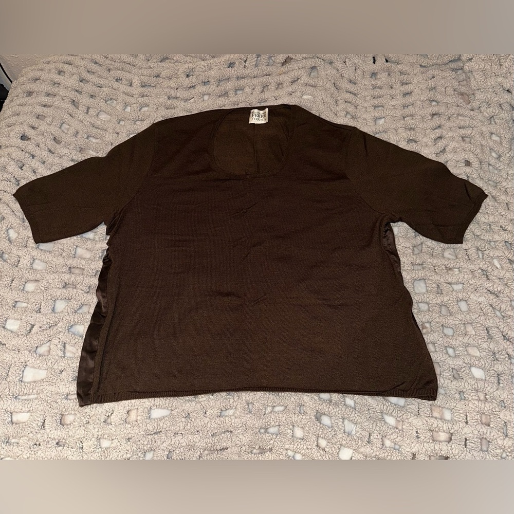 Gianfranco Ferre Forma Chocolate Knit Top Size XL